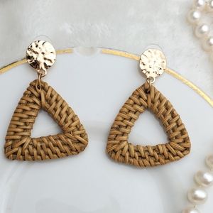 🌟5/$25 BOHO RATTAN Triange Gold Earrings